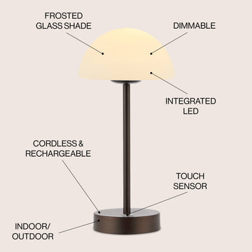 Xavier 12.5" Modern Minimalist Iron Rechargeable Integrated LED Table Lamp